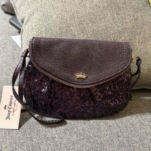 Juicy Couture Plum Suede & Sequin Crossbody Bag